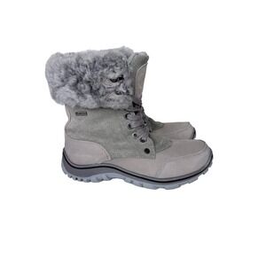 Pajar Canada Abbie Waterproof Leather Snow Boots Womens 40 9-9.5 Gray Sheepskin